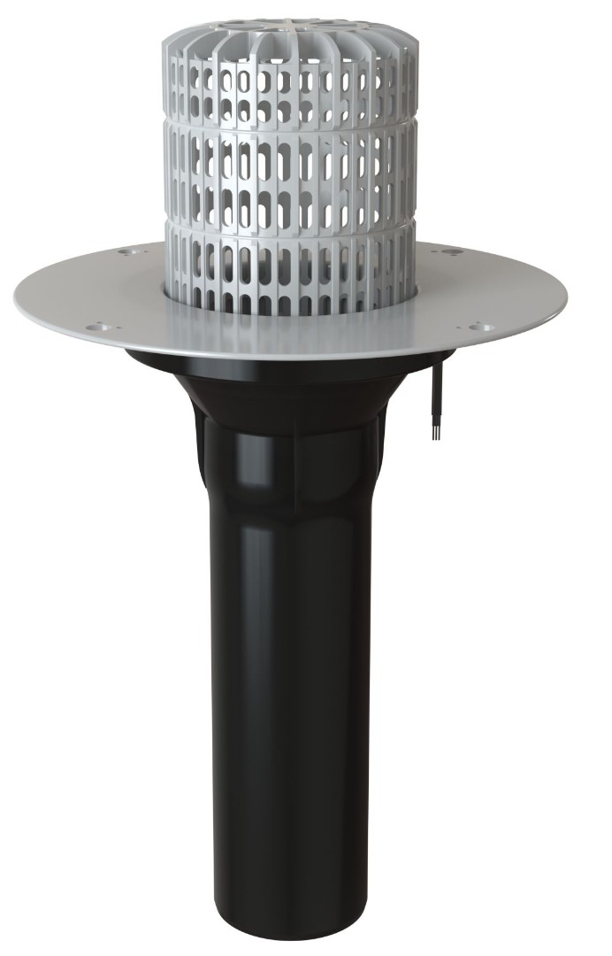 Воронка обогреваемая с корпусом из ПВХ и листвоуловителем VO-PVC 110x450