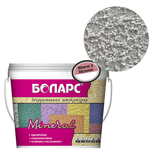 Декоративная штукатурка Боларс Mineral-S Odysseus 250, силикон, ведро 45 кг