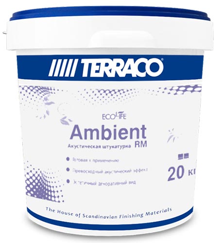 Базовый штукатурный состав для звукопоглощающих систем Terraco Ambient FC RM (готовый), 20 кг, ведро