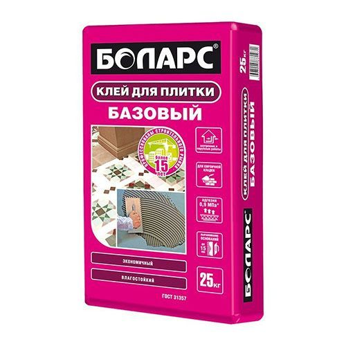 Клей для плитки Базовый БОЛАРС, 25 кг