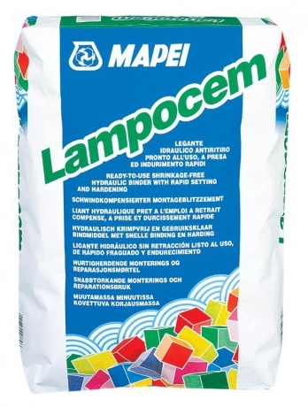 Безусадочное гидравлическое вяжущее быстрого схватывания LAMPOCEM, серый, Mapei, 25 кг