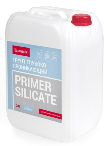 Bayramix Primer Silicate грунт глубокого проникновения для укрепления мелкопористых и рыхлых поверхностей, 5 л