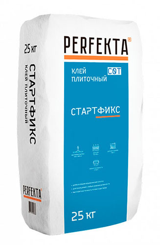 Клей плиточный без вертикального сползания Стартфикс C0 T, Perfekta, 25 кг