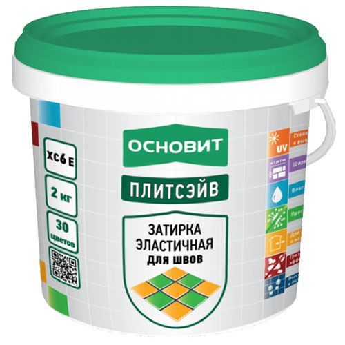 Затирка темно-серая эластчиная 022 Плитсэйв ХС6 Е, 2 кг, ведро