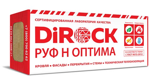 Минеральная вата DiRock Руф Н Оптима (1000х600х50 мм) 5 шт (3 м2, 0,15 м3) в упаковке