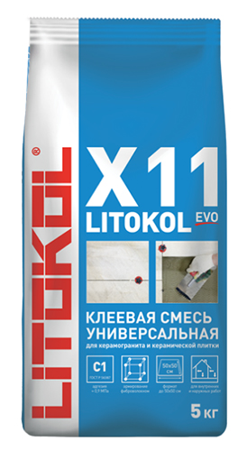 Клей для плитки, керамогранита и камня LITOKOL X11 EVO (класс С1), 5 кг, LITOKOL