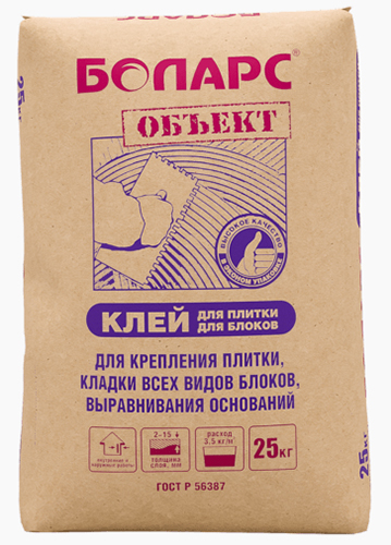 Клей для керамической плитки ОБЪЕКТ, Боларс, 25 кг
