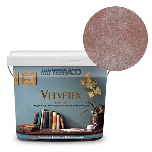 Перламутровая краска Terraco Velvetex VA-180, ведро 1 кг, бархатистый финиш