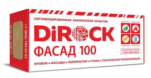 Минеральная вата DiRock Фасад 100 (1000х600х50 мм) 4 шт (2,4 м2, 0,12 м3) в упаковке