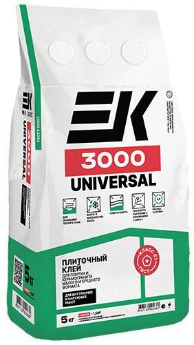 Клей для плитки и керамогранита EK 3000 UNIVERSAL 5 кг мешок ЕК Кемикал