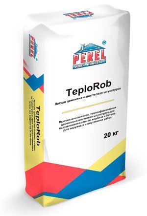 Легкая цементно-известковая штукатурка TeploRob, Perel, 20 кг