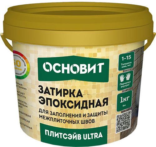 Эпоксидная затирка эластичная ОСНОВИТ ПЛИТСЭЙВ ULTRA XE15 Е светло-коричневый 041 (1 кг)