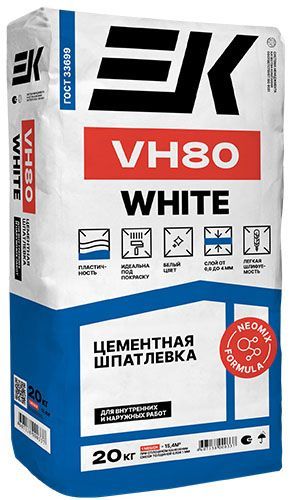 EK VH80 белая финишная цементная шпатлевка, 20 кг