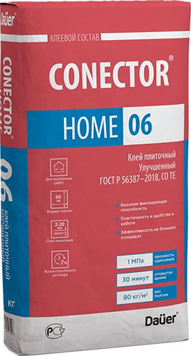 Клей плиточный CONECTOR® HOME 06 Зима Улучшенный 40 кг