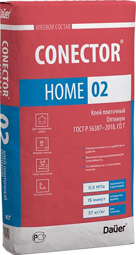 Клей плиточный CONECTOR® HOME 02 Оптимум 40 кг
