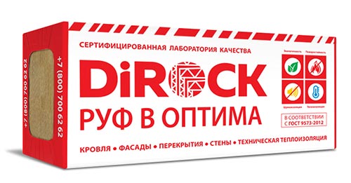 Минеральная вата DiRock Руф В Оптима (1000х600х40 мм) 4 шт (2,4 м2, 0,096 м3) в упаковке