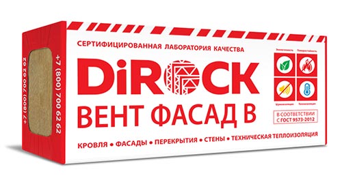 Минеральная вата DiRock Вент Фасад В (1000х600х190 мм) 1 шт (0,6 м2, 0,114 м3) в упаковке