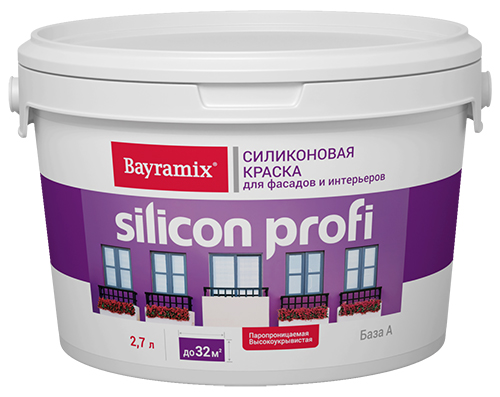 Bayramix Silicon Profi краска на акриловой основе с силиконовой добавкой для фасадов, База C, 0.9 л
