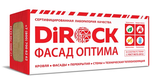 Минеральная вата DiRock Фасад Оптима (1000х600х150 мм) 1 шт (0,6 м2, 0,09 м3) в упаковке