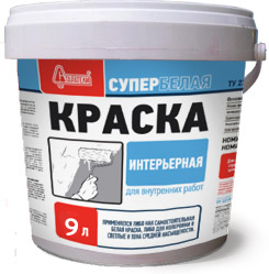 Краска Интерьерная супербелая 9 л ведро Старатели