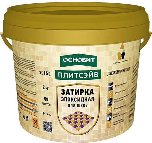 Эпоксидная затирка эластичная ОСНОВИТ ПЛИТСЭЙВ XE15 Е серый 020 (2 кг)