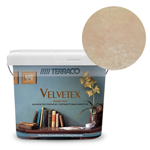 Перламутровая краска Terraco Velvetex VB-240, ведро 1 кг, бархатистый финиш