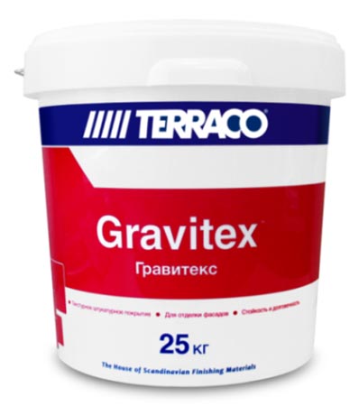 Декоративная штукатурка Terraco GRAVITEX XL на акриловой основе с текстурой «короед» 25 кг ведро