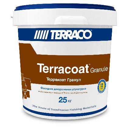 Декоративная штукатурка TERRACO TERRACOAT GRANULE 2 мм на акриловой основе с зернистой текстурой типа «Шуба». 25 кг ведро