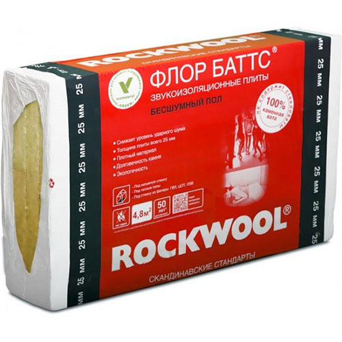 Минеральная вата ROCKWOOL Флор Баттс (1000х600х150) 2 шт (1,2 м2, 0,18 м3) в упаковке