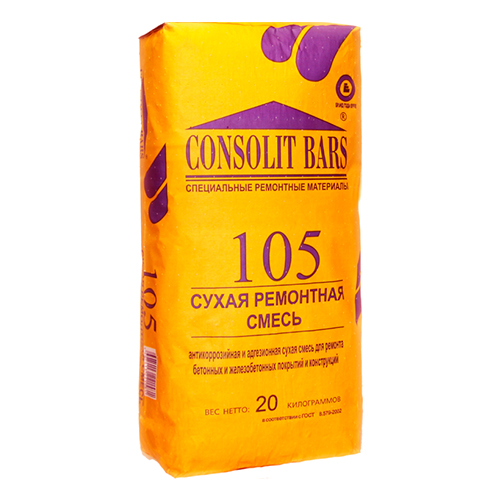 Consolit Bars 105 антикоррозийная и адгезионная сухая смесь для ремонта бетонных и железобетонных покрытий и конструкций 20 кг Консолит