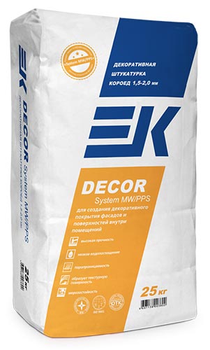 Декоративная штукатурка короед 1,5-2,0 мм ЕК DECOR SYSTEM MW/ PPS 25 кг мешок ЕК Кемикал