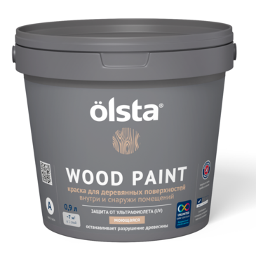 Краска универсальная Olsta Wood Paint по дереву база С 0,9 л
