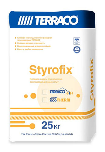 Клей для приклейки утеплителей Terraco STYROFIX ECOTHERM 25 кг мешок