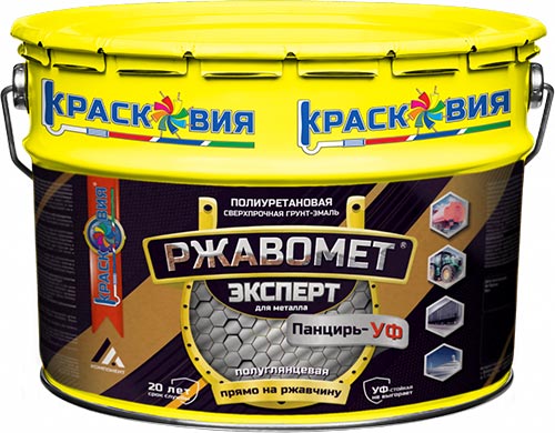 Двухкомпонентная полиуретановая грунт-эмаль по металлу 3 в 1 Ржавомет Эксперт «Панцирь-УФ» (бывший Полиуретол), 10 кг