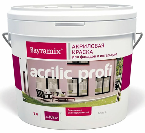 Bayramix Acrylic Profi Краска акриловая для фасадов и интерьеров, База А, 0.9 л