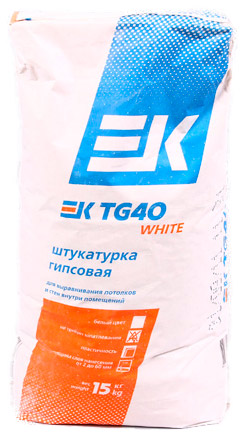 Белая гипсовая штукатурка ЕК TG40 White 15 кг мешок ЕК Кемикал