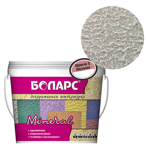 Декоративная штукатурка Боларс Mineral-S Odysseus 200, силикон, ведро 45 кг