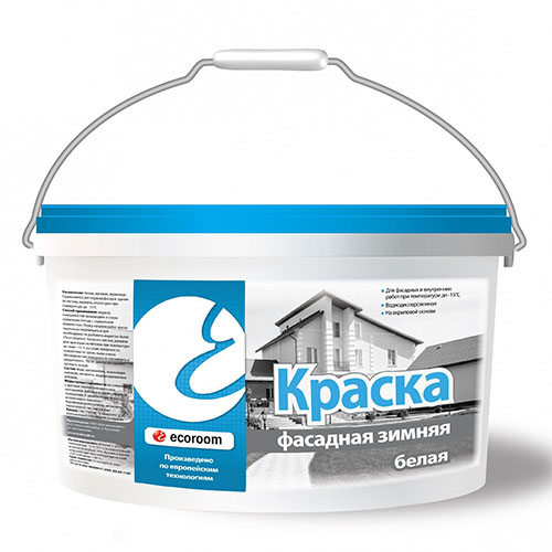 Краска акриловая, фасадная, зимняя, белая (морозостойкая), 45 кг ведро