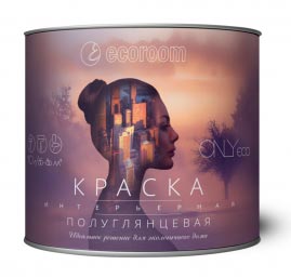 Краска ONLYeco акриловая, интерьерная, полуглянцевая, Ecoroom, 5 л, ведро
