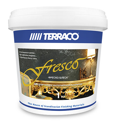 Декоративная штукатурка с цветным мерцанием TERRACO Fresco Pearlesent Тафта Ледяная 1 кг ведро