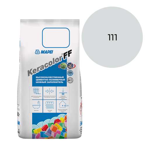 Водоотталкивающий цементный шовный заполнитель (затирка) KERACOLOR FF №111, светло-серый, Mapei, 2 кг