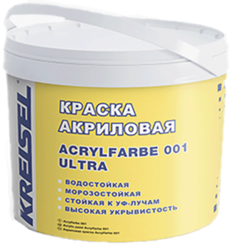 ACRYLFARBE 001 ULTRA, Фасадная акриловая краска,  цветовая палитра  396 цветов, ведро, 8 л, цветовая группа 1, KREISEL