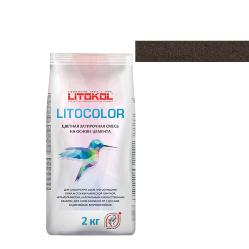 Цветная затирочная смесь LITOCOLOR, L.14 Антрацит, 2 кг