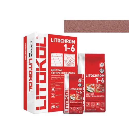 Затирка LITOCHROM 1-6, 2 кг, Оттенок C.90 Красно-коричневый, LITOKOL