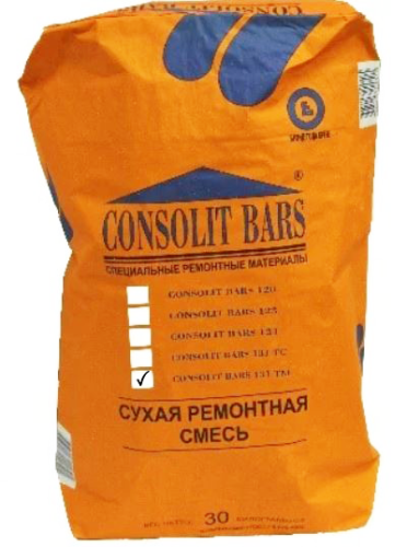 CONSOLIT BARS 131TМ, торкрет мокрый (В35) сухая ремонтная смесь Консолит мешок 30 кг