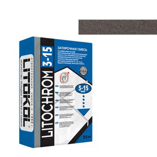 Затирка LITOCHROM 3-15, С.40 Антрацит, 25 кг, LITOKOL