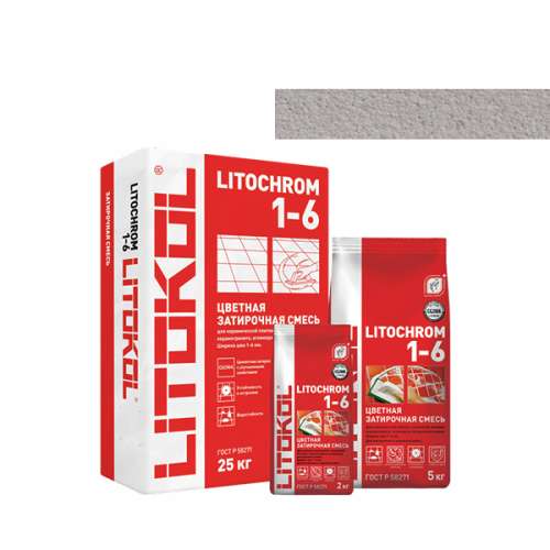 Затирка LITOCHROM 1-6, 2 кг, Оттенок C.30 Жемчужно-серый, LITOKOL
