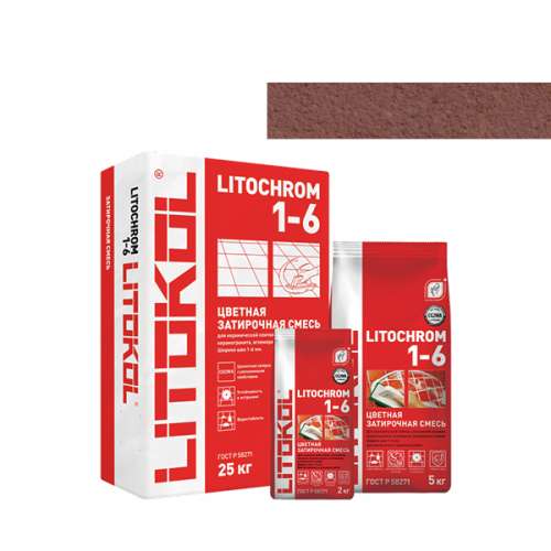Затирка LITOCHROM 1-6, 25 кг, Оттенок C.500 Красный кирпич, LITOKOL